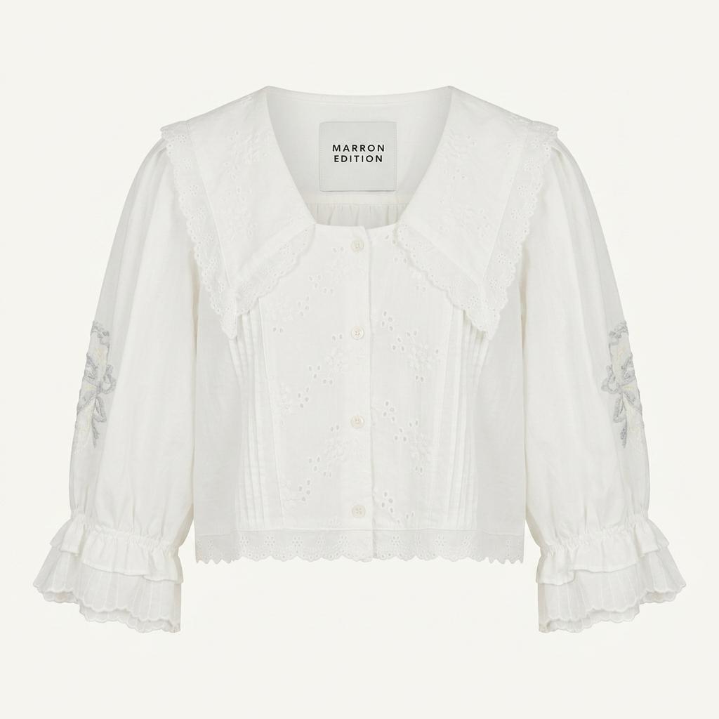 마론에디션 lvory lace pintuck blouse 1