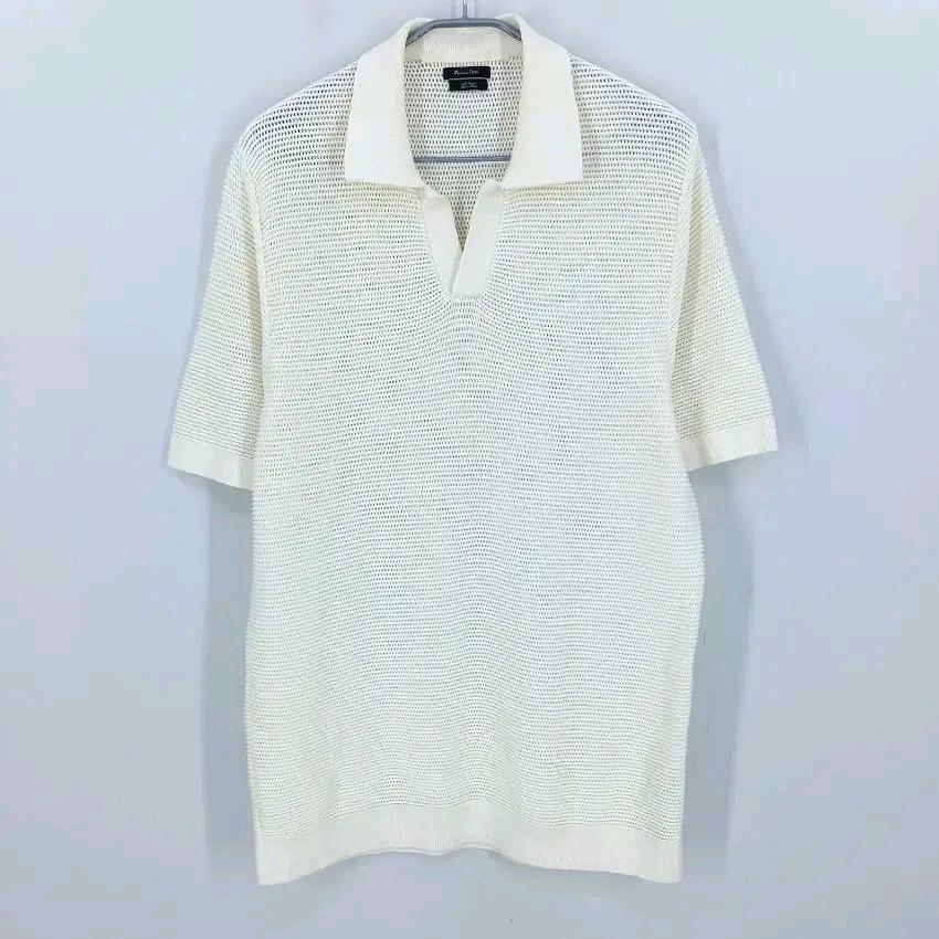 마시모두띠 남성 여름 잔펀칭 반팔니트티 크림XL(HU45677) 2