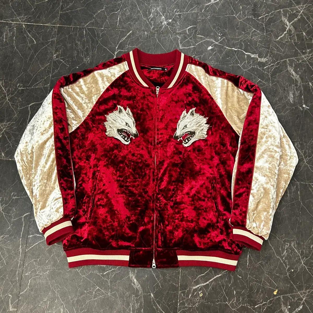 XL 낫포너드 Vtg 늑대자수 벨벳 스카쟌 4