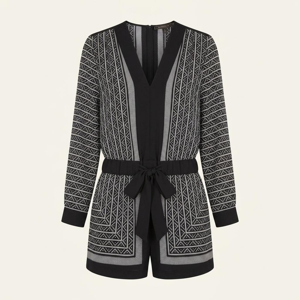 BCBGMAXAZRIA 기하학 패턴 점프수트