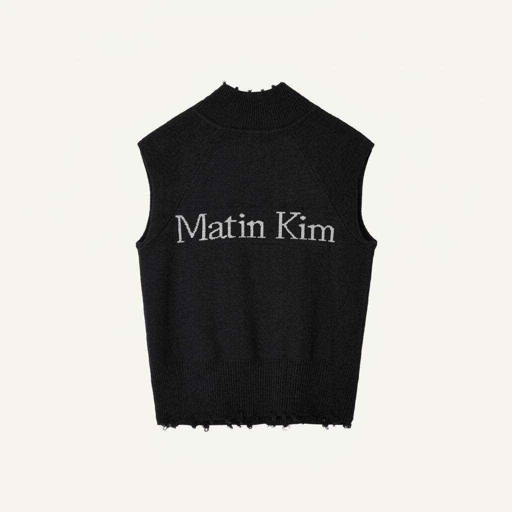 마땡킴 로고 니트 조끼
