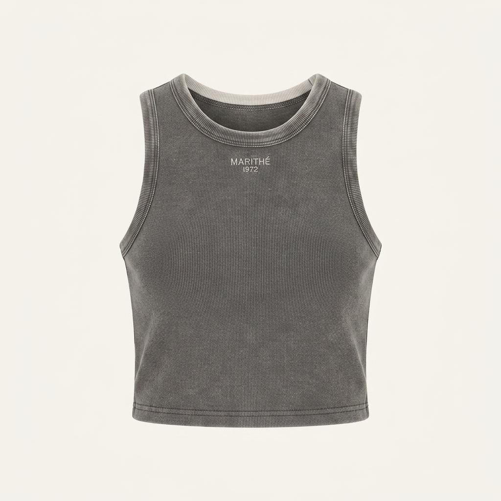 마리떼 차콜 슬리브리스 VINTAGE DYEING CROP SLEEVELESS