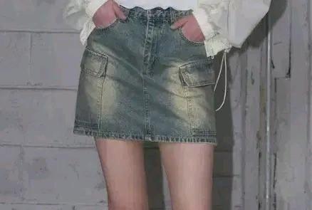 레더리 카고 데님 미니 스커트, 빈티지블루, s 2