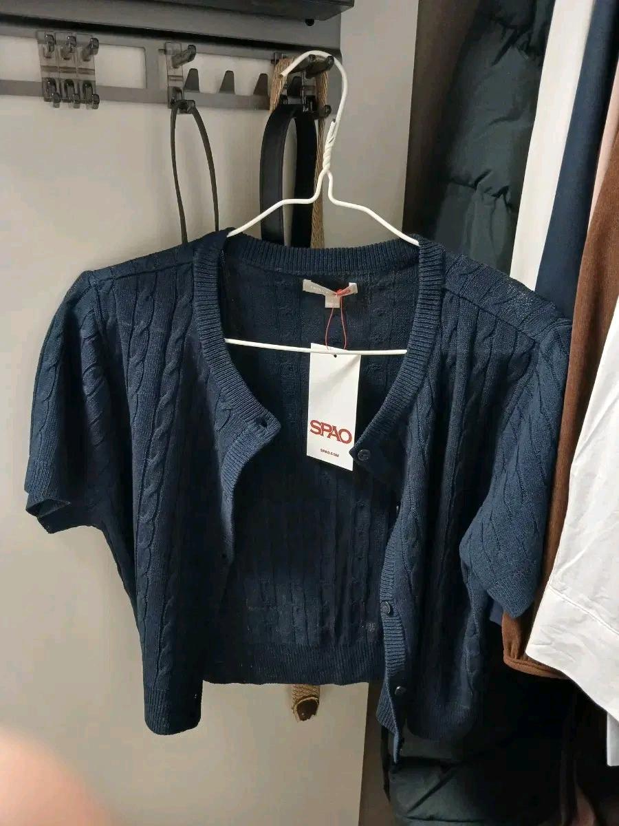 스파오 썸머 케이블 나시 니트, 가디건 navy L 10