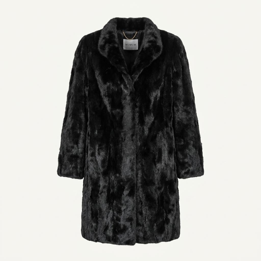 MUMUM 블랙 천연 밍크 퍼코트 1