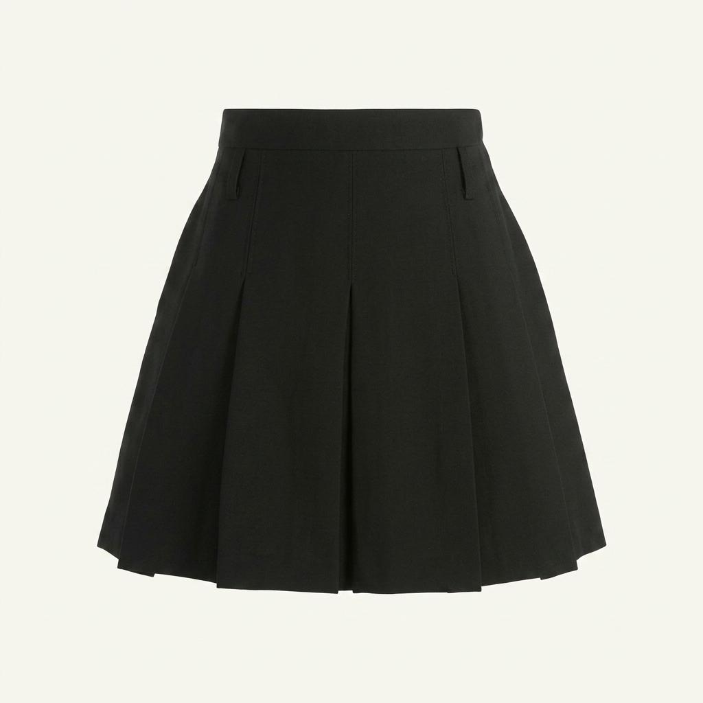 아뜨랑스 플리츠 A라인 미니 스커트, 블랙, m
