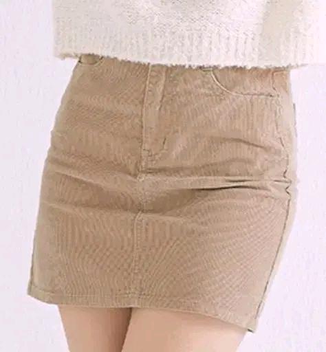 새상품 미쏘 A라인 코듀로이 미니스커트, 다크 베이지, 30 2