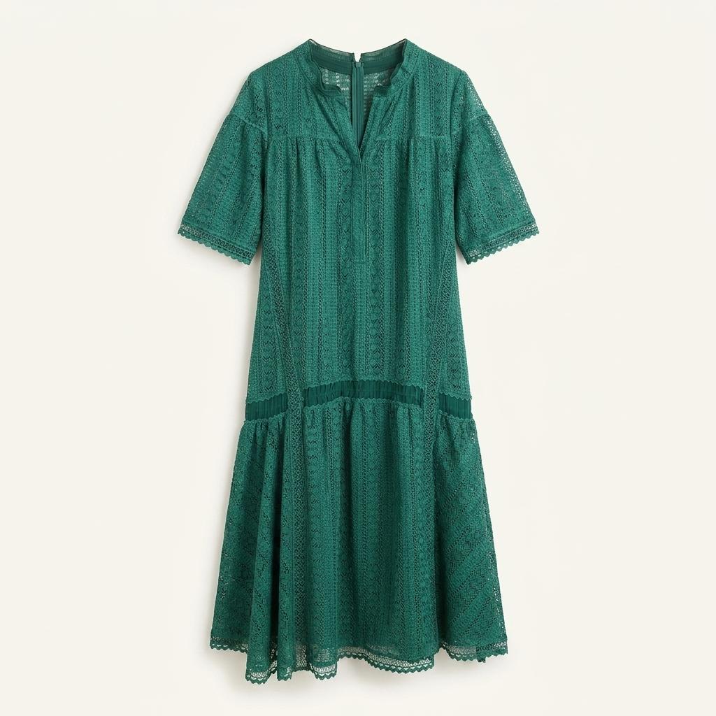 마인 여 여름 레이스 반팔미디원피스 그린88-165 (HU45712) 1