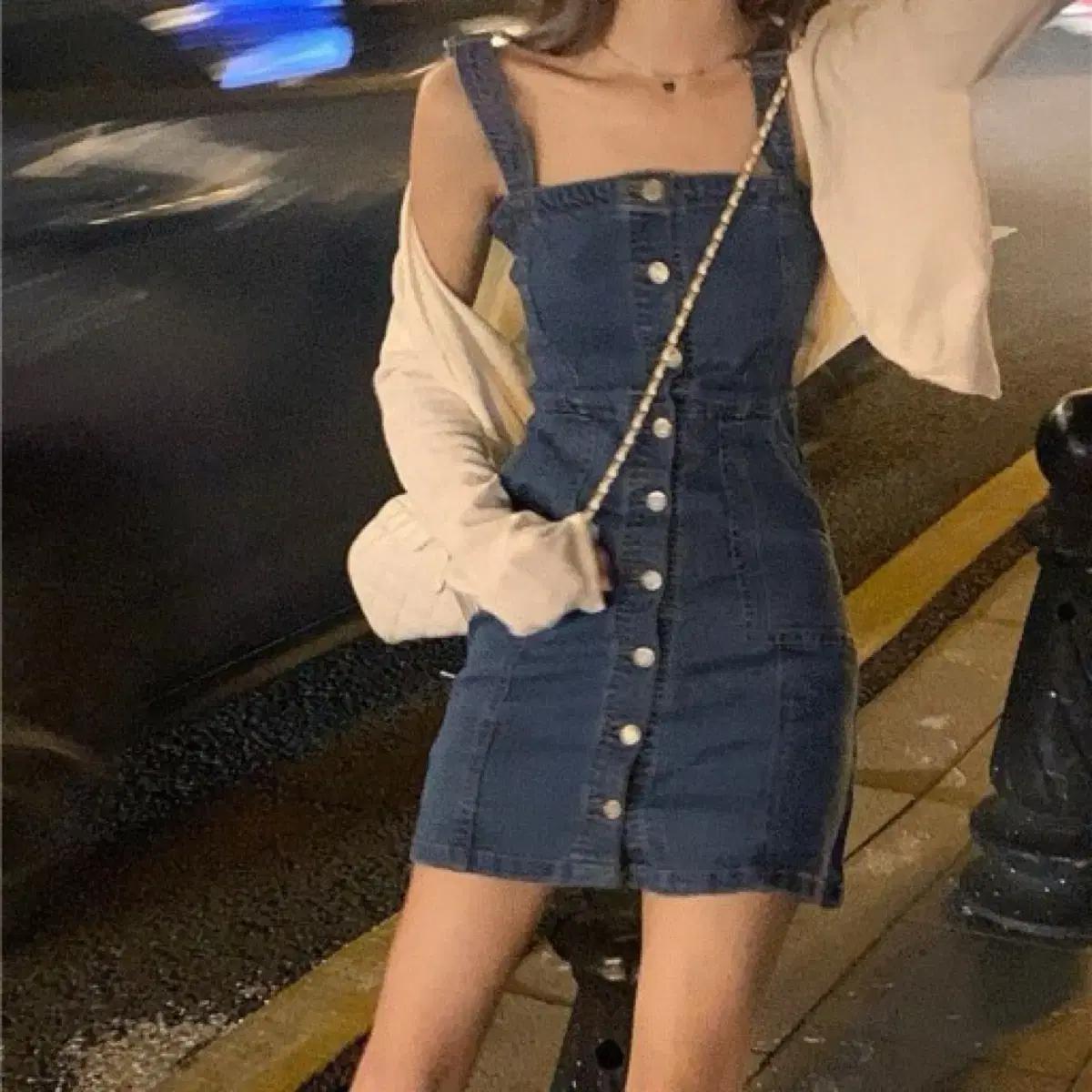 진청 버튼 미니원피스 새상품 2
