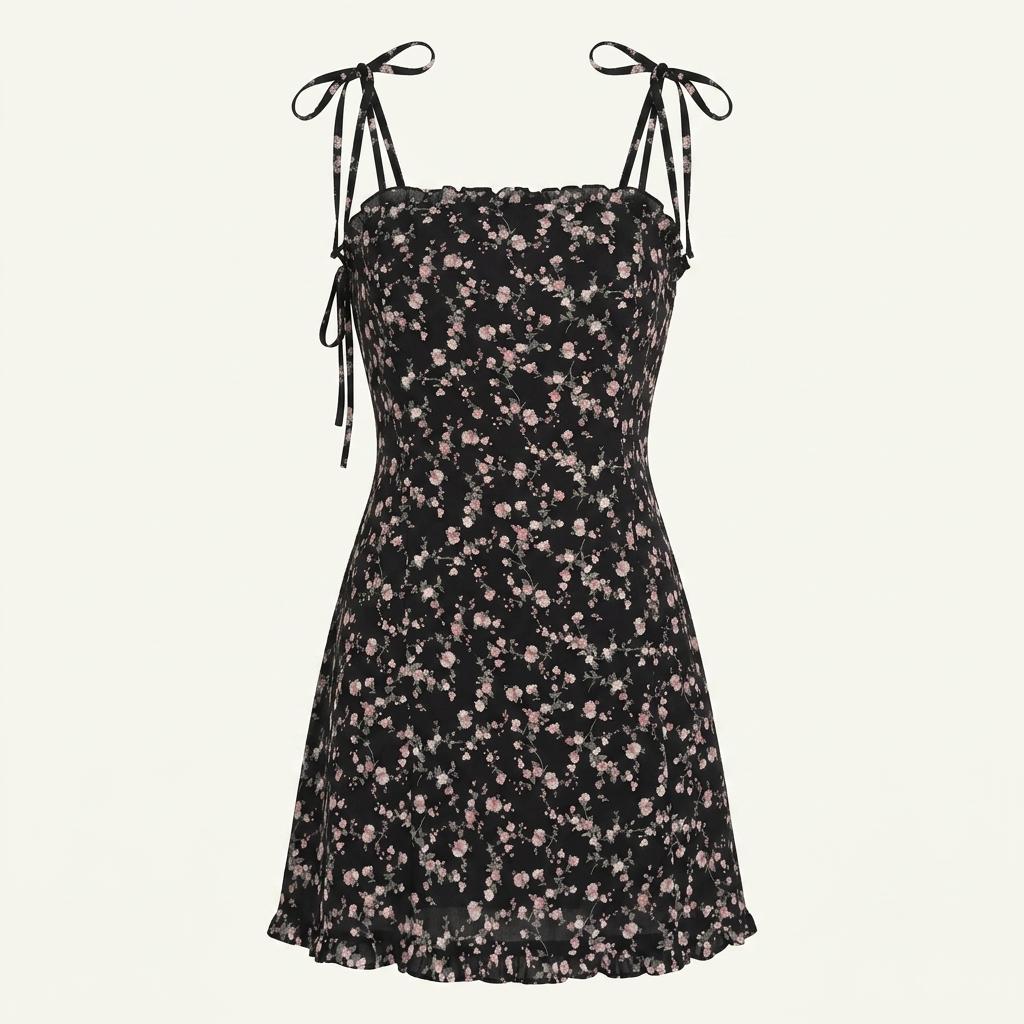 낫 유어 로즈 Frill mini dress (flower), 블랙, m