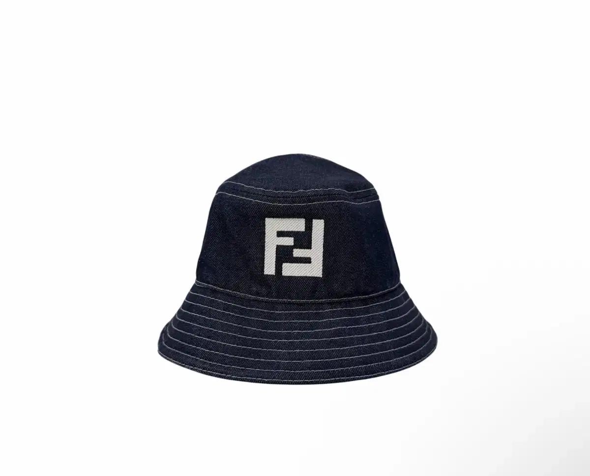 [L] 펜디 FF 스퀘어 로고 데님 버킷햇 벙거지 네이비 FXQ958 2