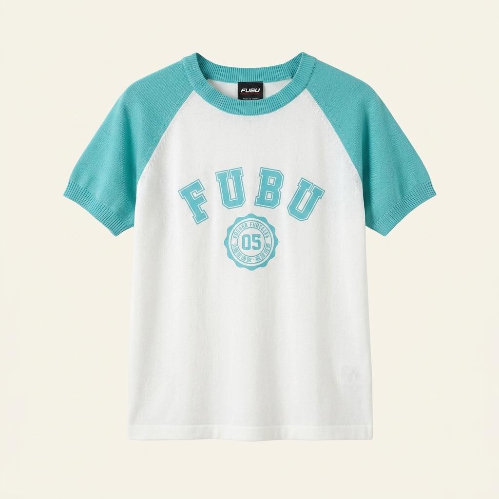 FUBU 빅로고 투톤 반팔 니트 B5522 1