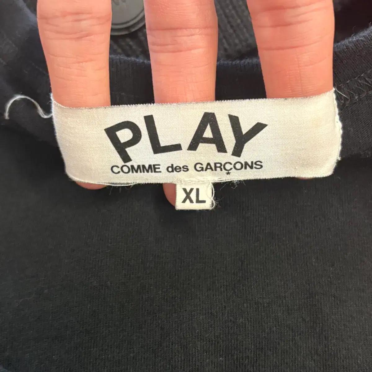 XL 꼼데가르송 더블 하트 와펜 블랙 롱슬리브 5