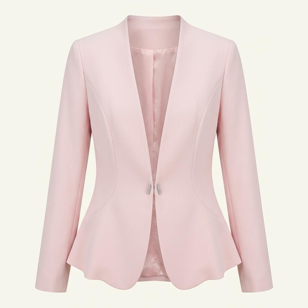 파스텔 핑크 페플럼 노카라 재킷 1