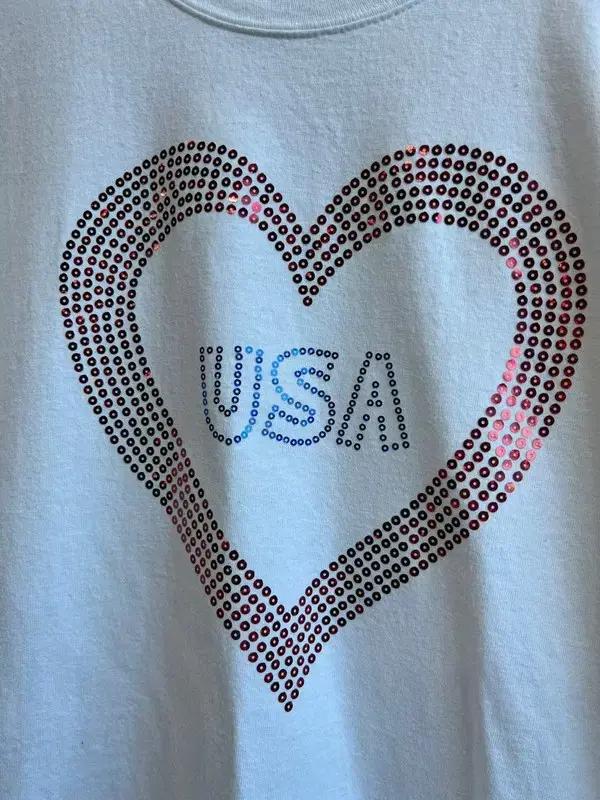 HANES 헤인즈 비딩 USA 하트 반팔 티셔츠 3