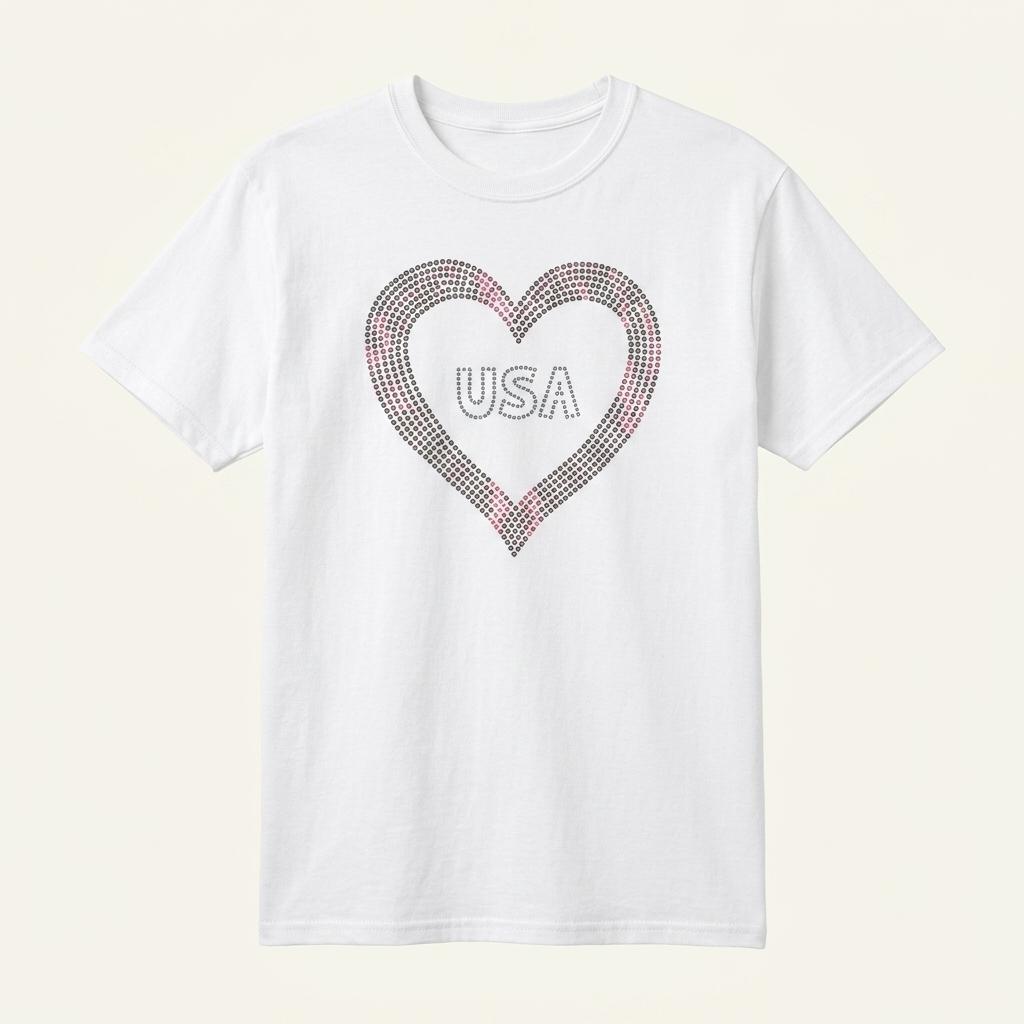 HANES 헤인즈 비딩 USA 하트 반팔 티셔츠 1