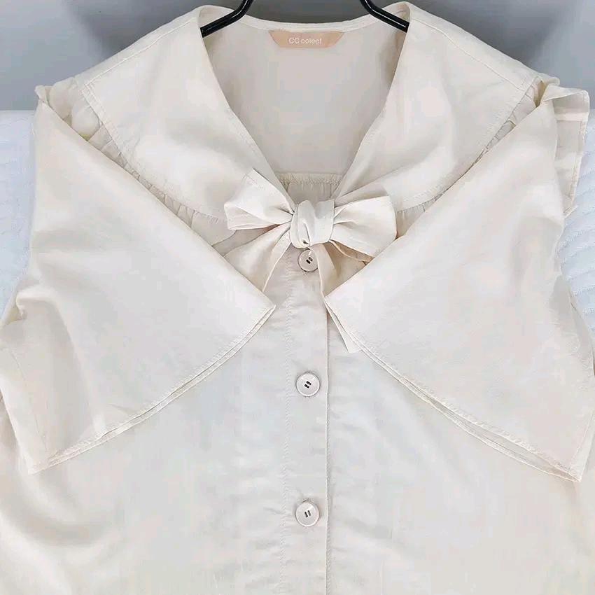 씨씨콜렉트 여성 여름 루즈핏 블라우스 연베이지85 (HU45028) 4