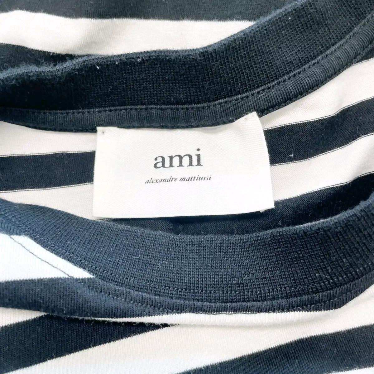 AMI 남성캐주얼 면반팔 스트라이프L 5