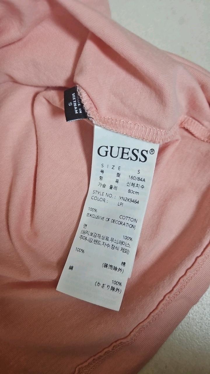 게스 핑크 로고 반팔 티셔츠 3