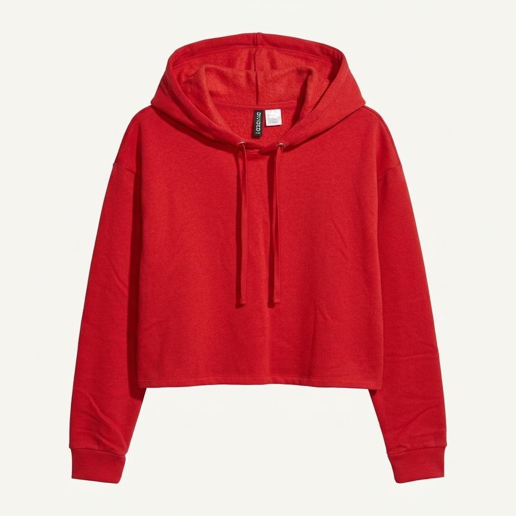 H&M DIVIDED 레드 크롭 후드 티셔츠 1