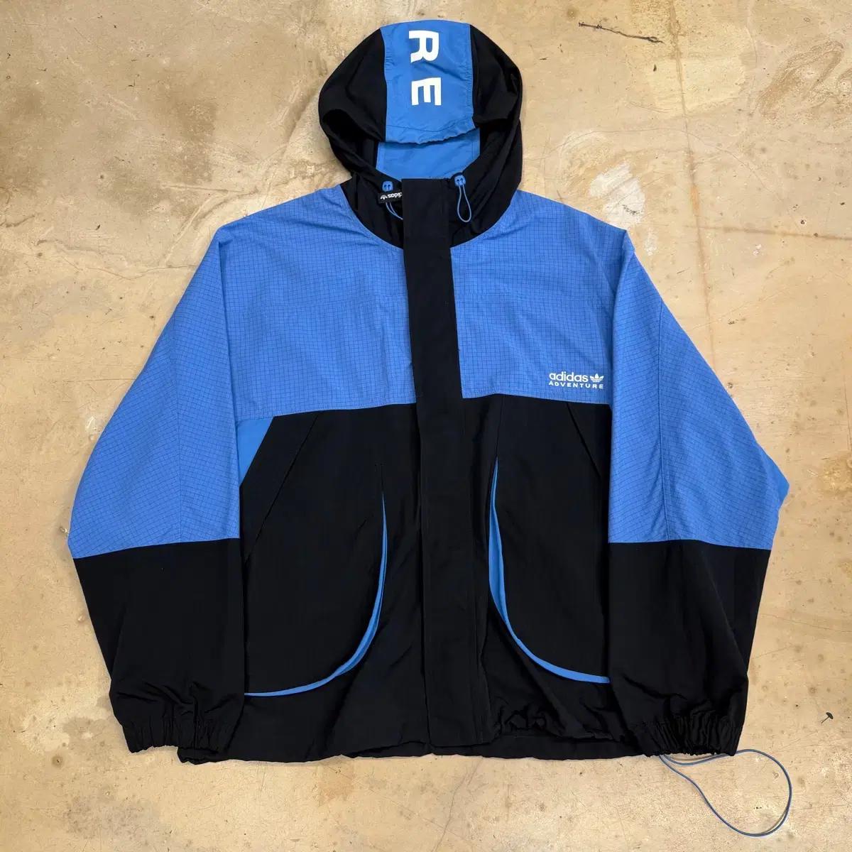 2XL 아디다스 어드벤쳐 블루 블랙 배색 바람막이 3