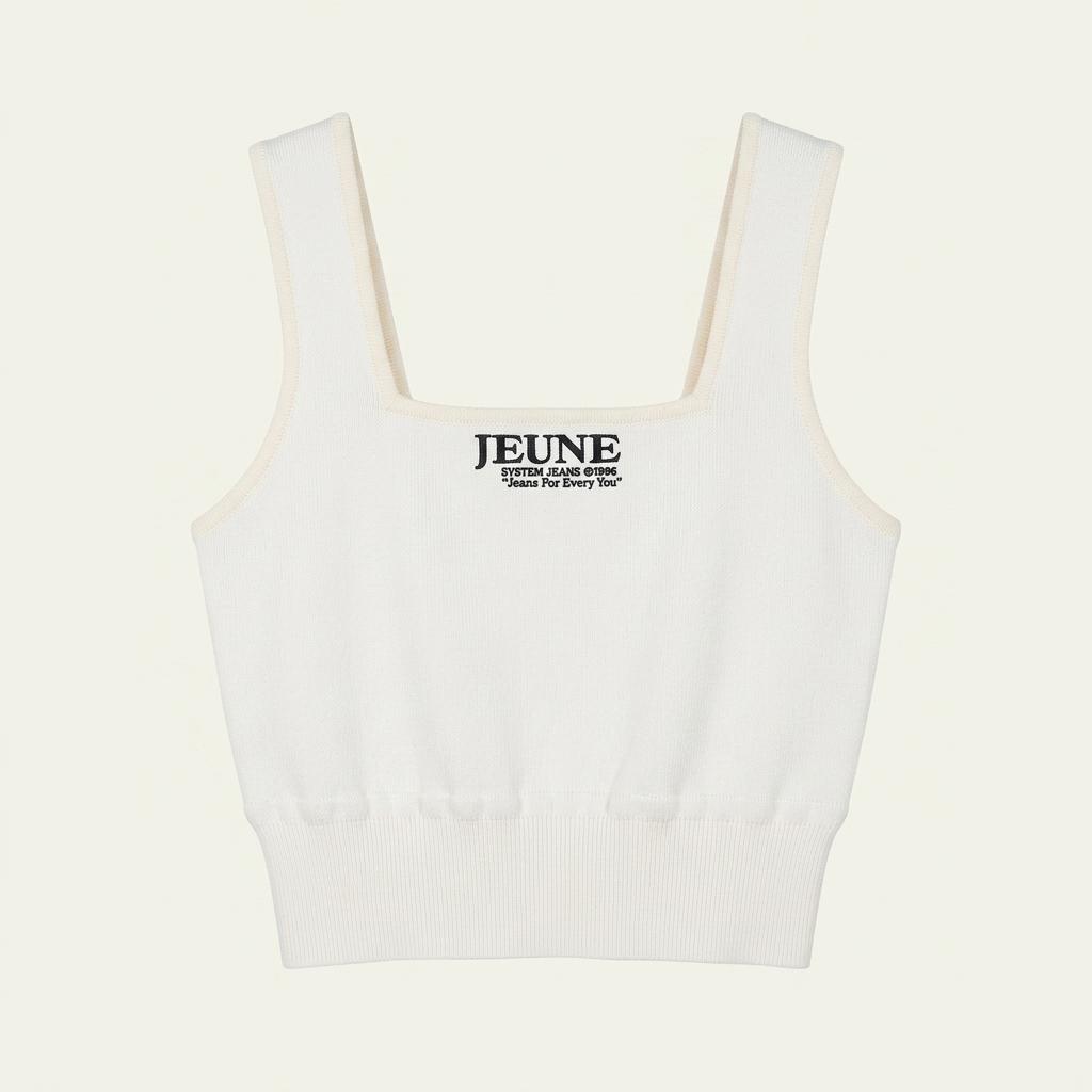 시스템 JEUNE 스퀘어넥 레터링 니트 나시 1