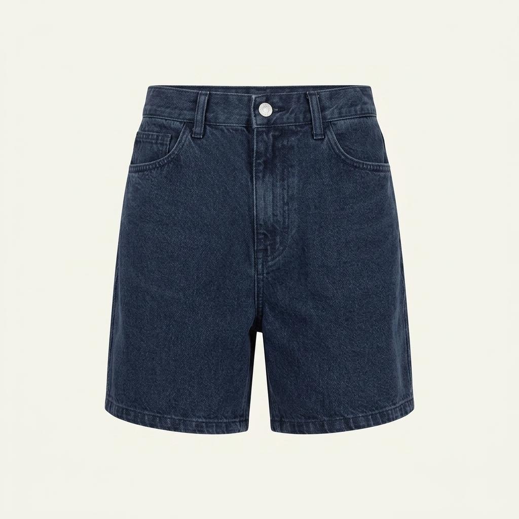 (르바) Classic Staple Denim Shorts - Stone Navy 1