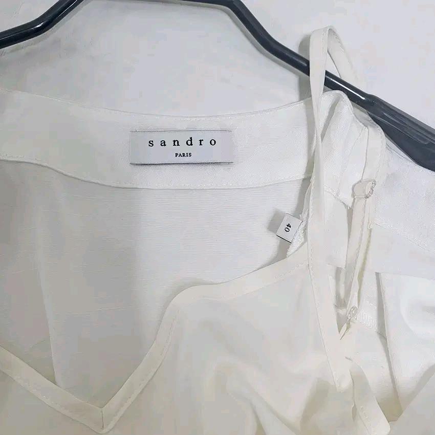 산드로 여성 여름 문양 스냅버튼 미니원피스 화이트 (HU39804) 6