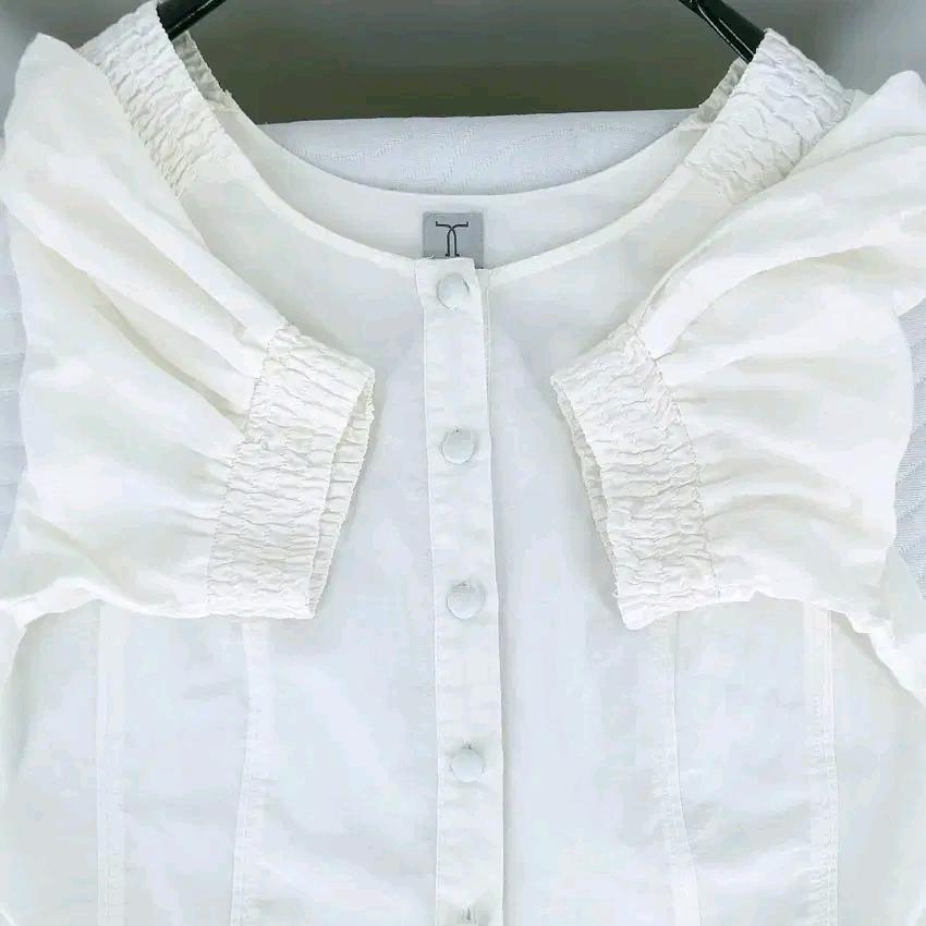 트리스탄 여성 여름 슬림핏 반팔블라우스 아이보리XS(HU45815) 4