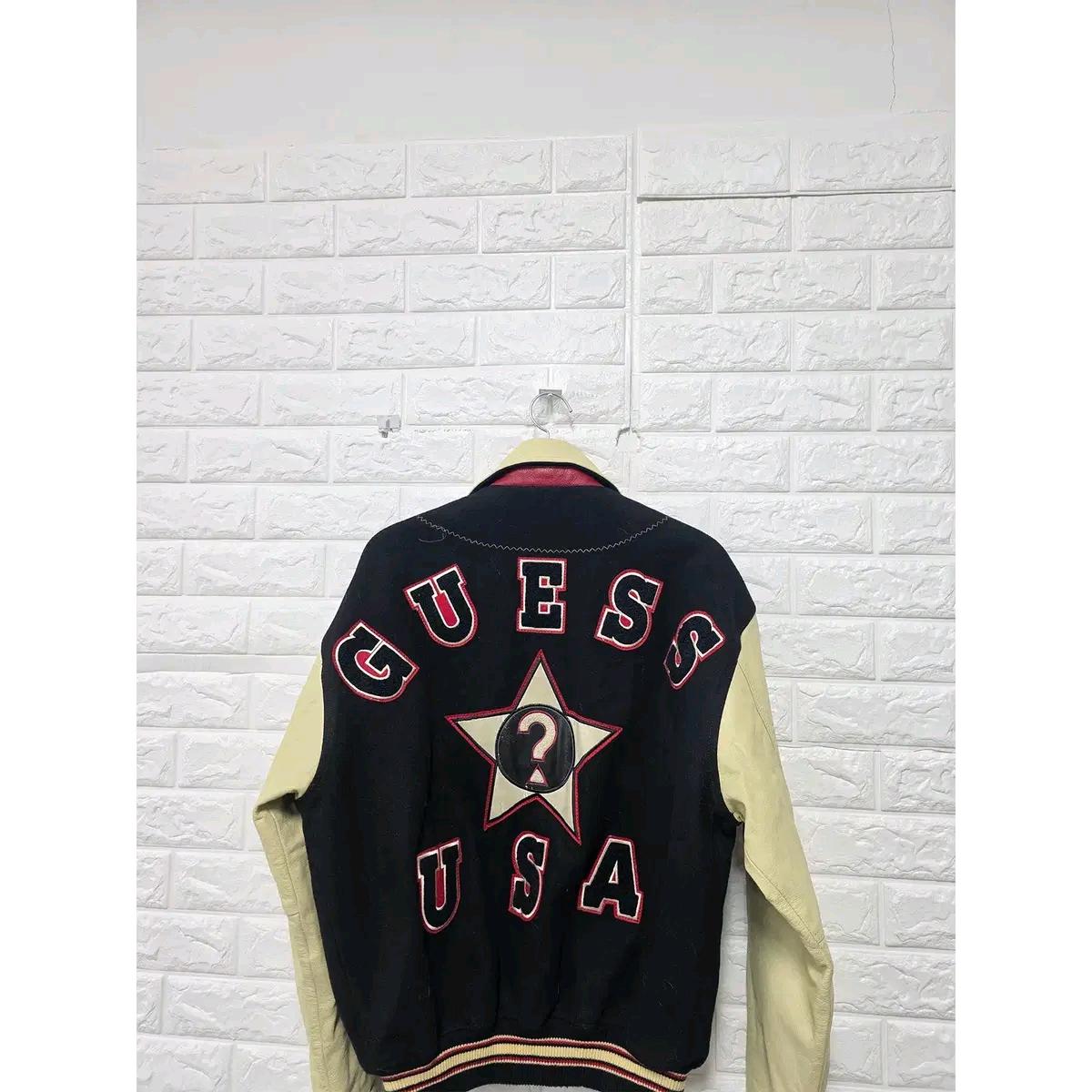 L 90s 게스 GUESS 올드스쿨 레더 바시티 자켓 점퍼 C747 6