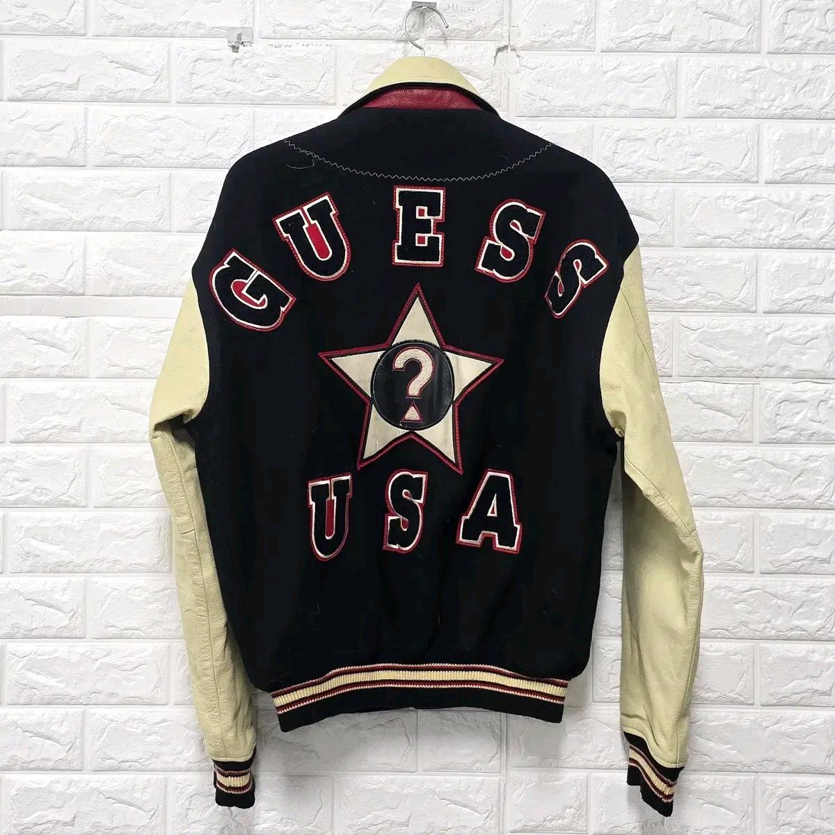 L 90s 게스 GUESS 올드스쿨 레더 바시티 자켓 점퍼 C747 5
