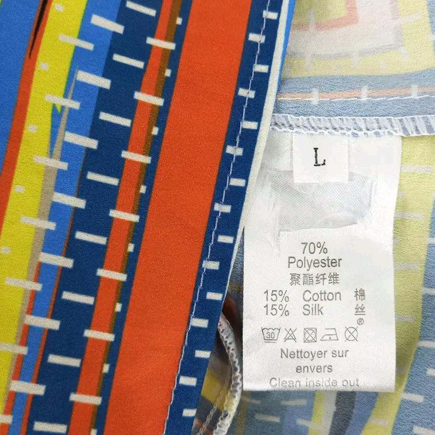 빈티지 여 여름 홑겹 실크혼방 반팔미니원피스 블루L(HU45823) 5