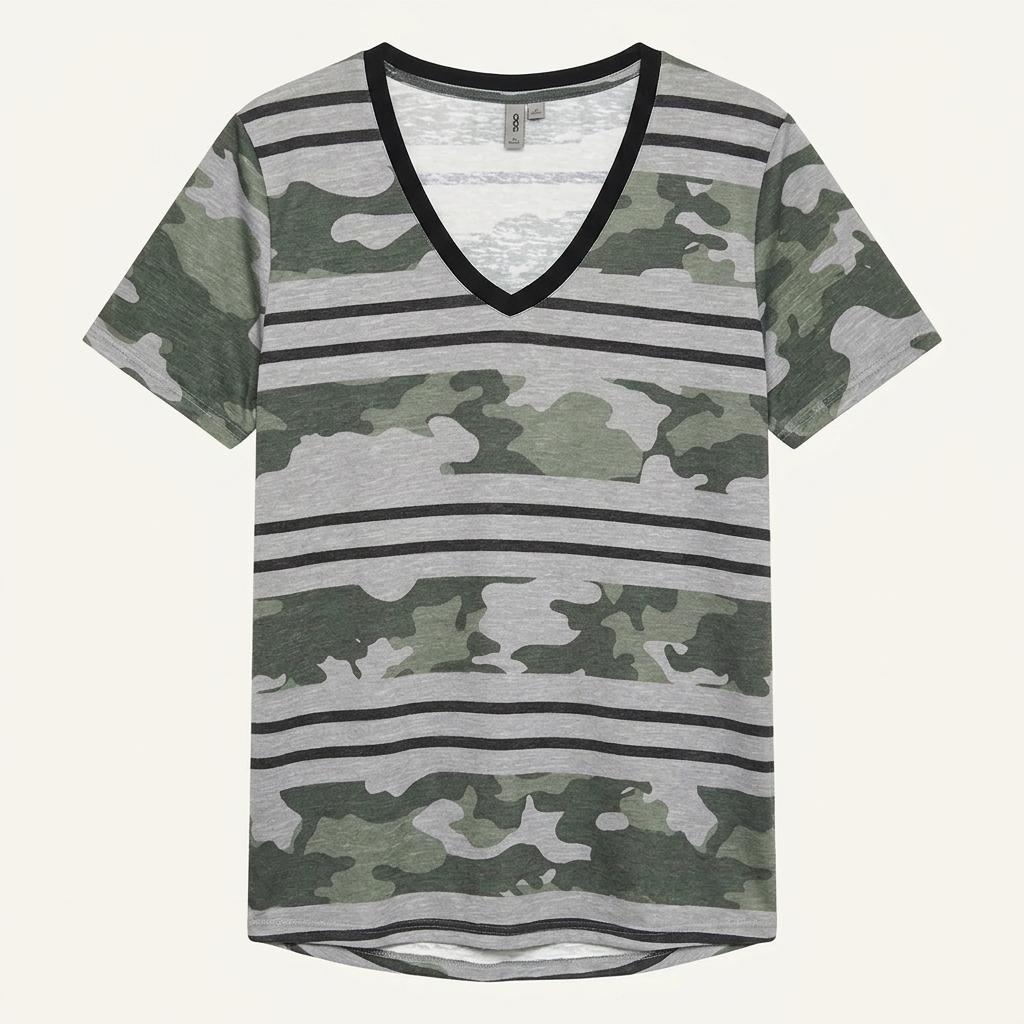 ASOS 카모 스트라이프 브이넥 티셔츠 1