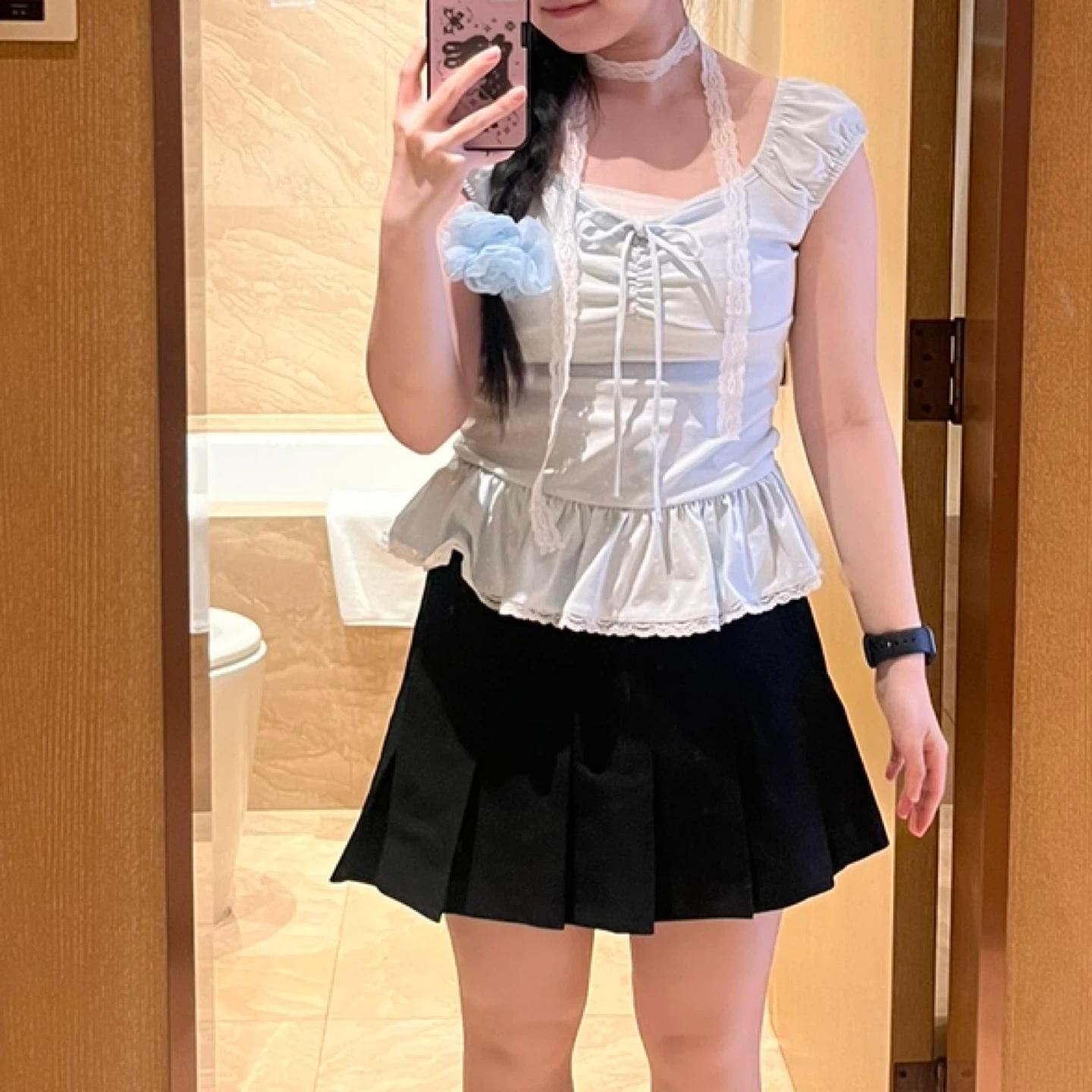 (귀여움 보장) 하늘색 도트 프릴 블라우스 2