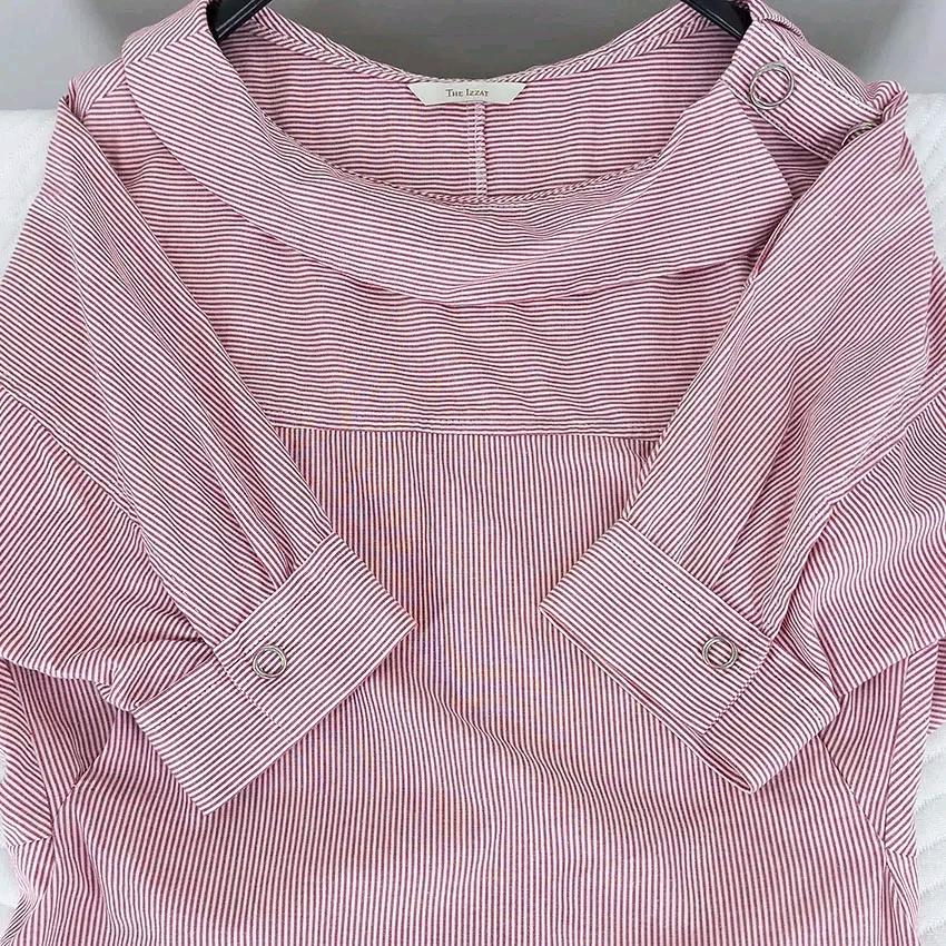 더아이잗 여성 여름 뒷지퍼 가오리핏블라우스 핑크85 (HU45850) 4