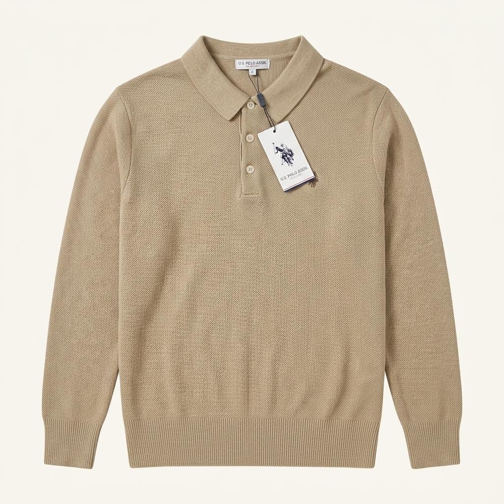 U.S. POLO ASSN. 베이지 칼라 니트 스웨터 1