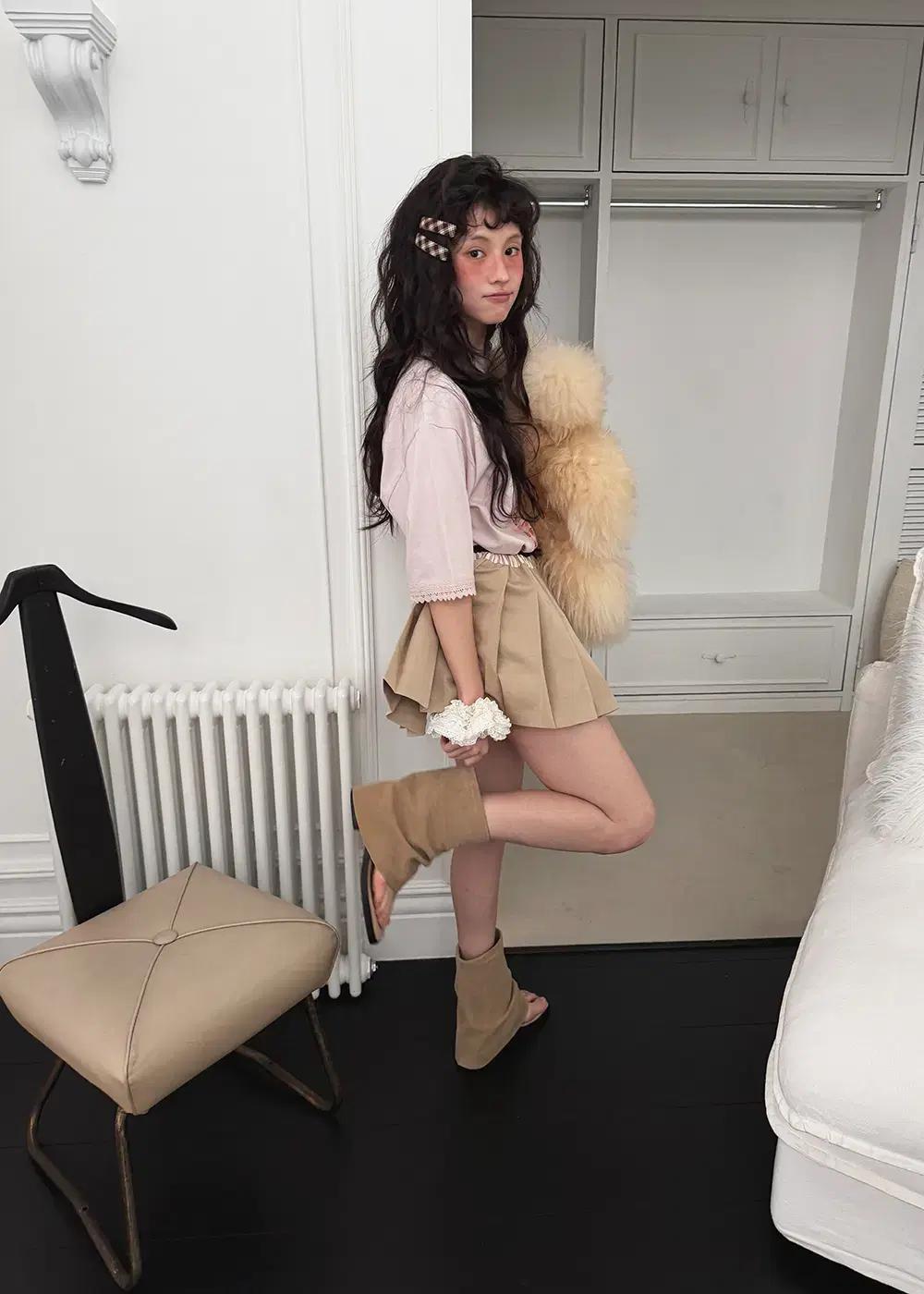 @9593 블랙 245 가죽 폴딩 4cm 쪼리 부츠-새상품 10