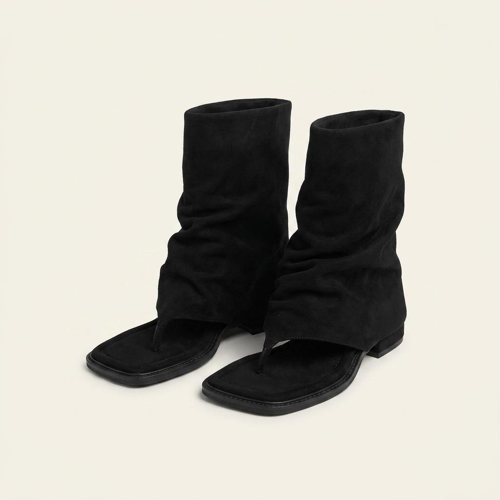 @9593 블랙 245 가죽 폴딩 4cm 쪼리 부츠-새상품 1