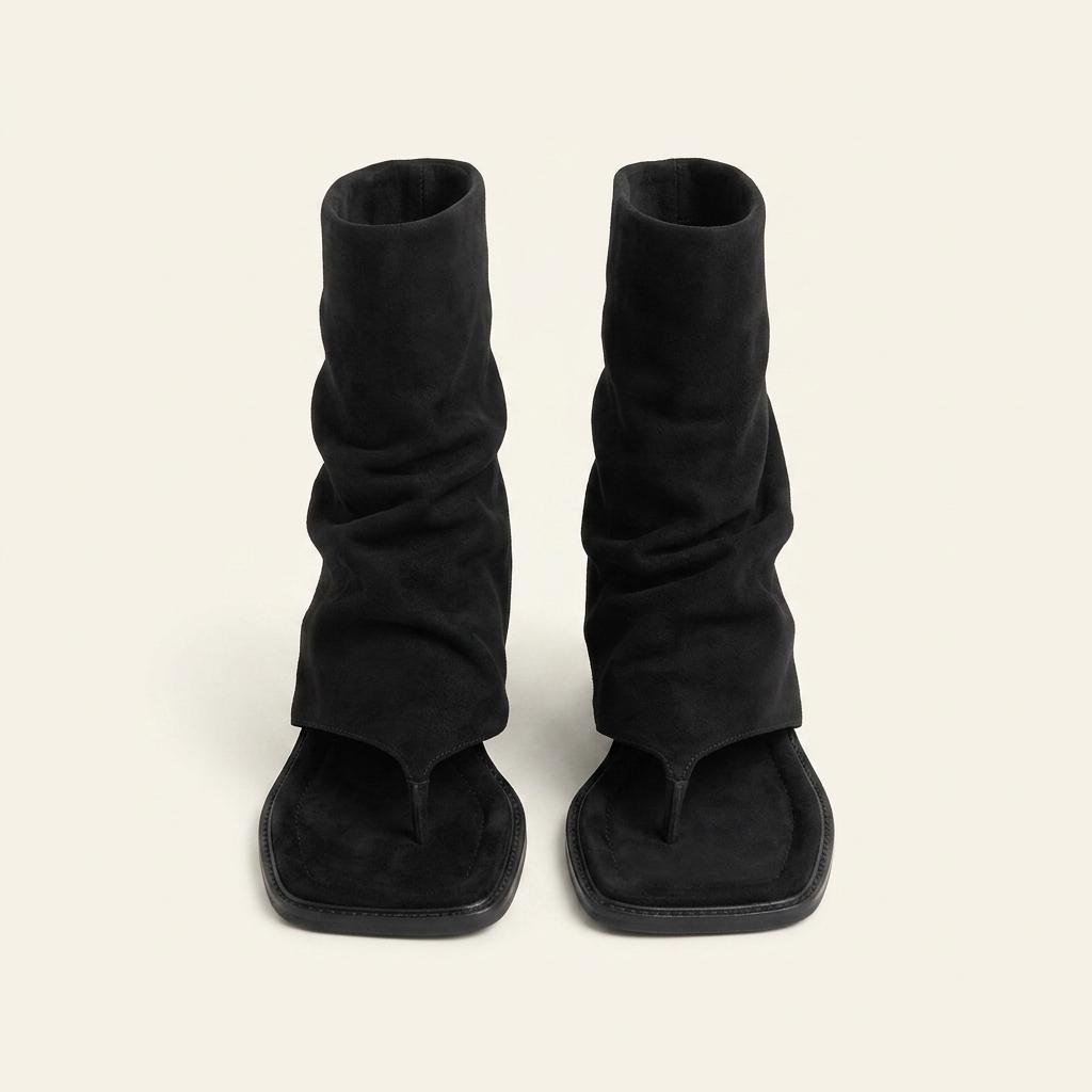 @9593 블랙 240 가죽 폴딩 4cm 쪼리 부츠-새상품 1