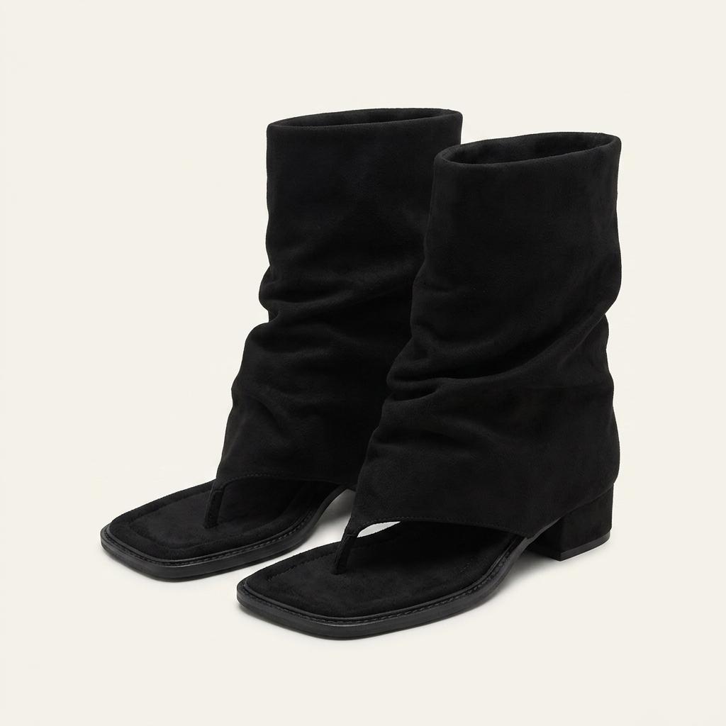 @9593 블랙 235 가죽 폴딩 4cm 쪼리 부츠-새상품 1