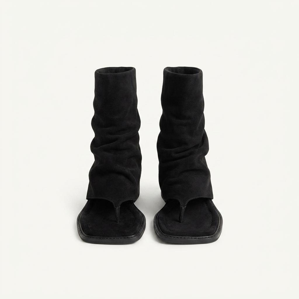 @9593 블랙 230 가죽 폴딩 4cm 쪼리 부츠-새상품 1