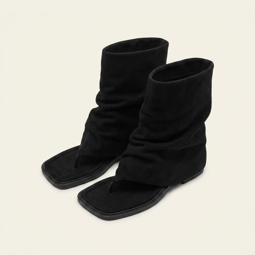@9593 블랙 225 가죽 폴딩 4cm 쪼리 부츠-새상품 1