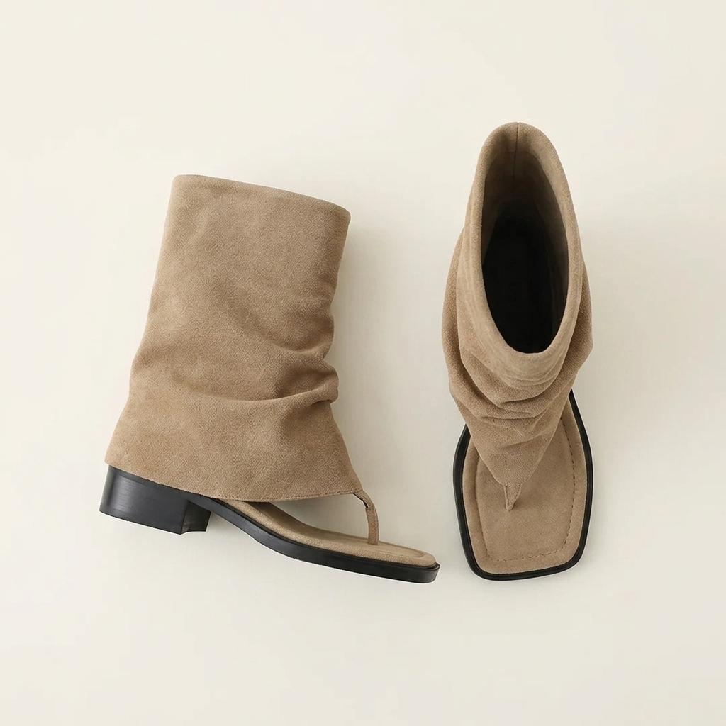@9593 베이지 250 가죽 폴딩 4cm 쪼리 부츠-새상품 1