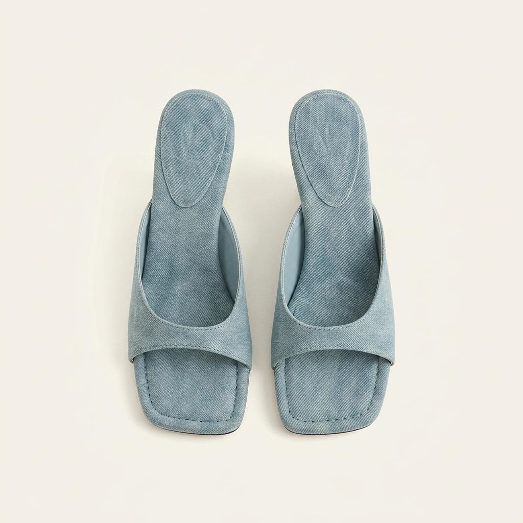 @9534 블루 235 빈티지 물나염 7.5cm 웨지 샌들-새상품 1