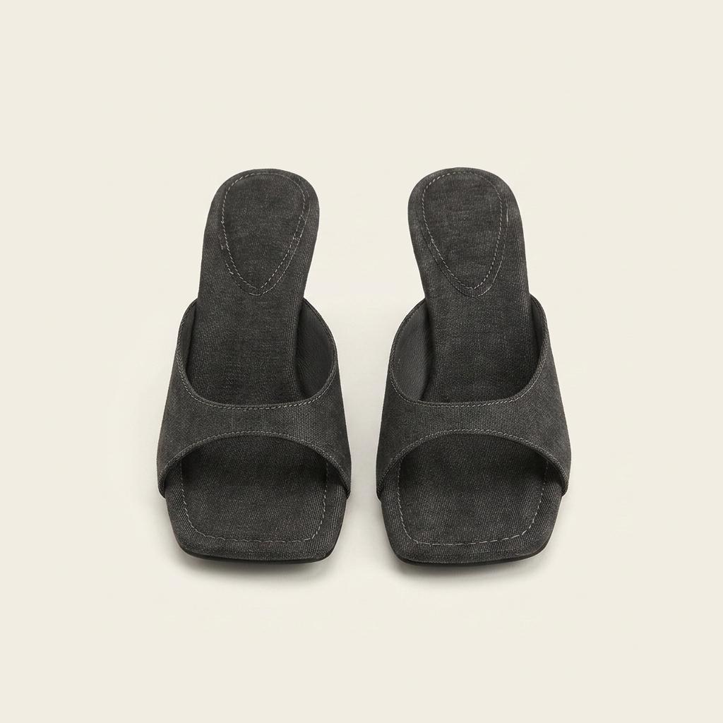 @9534 블랙 240 빈티지 물나염 7.5cm 웨지 샌들-새상품 1