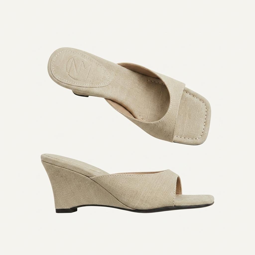 @9534 베이지 240 빈티지 물나염 7.5cm 웨지 샌들-새상품 1