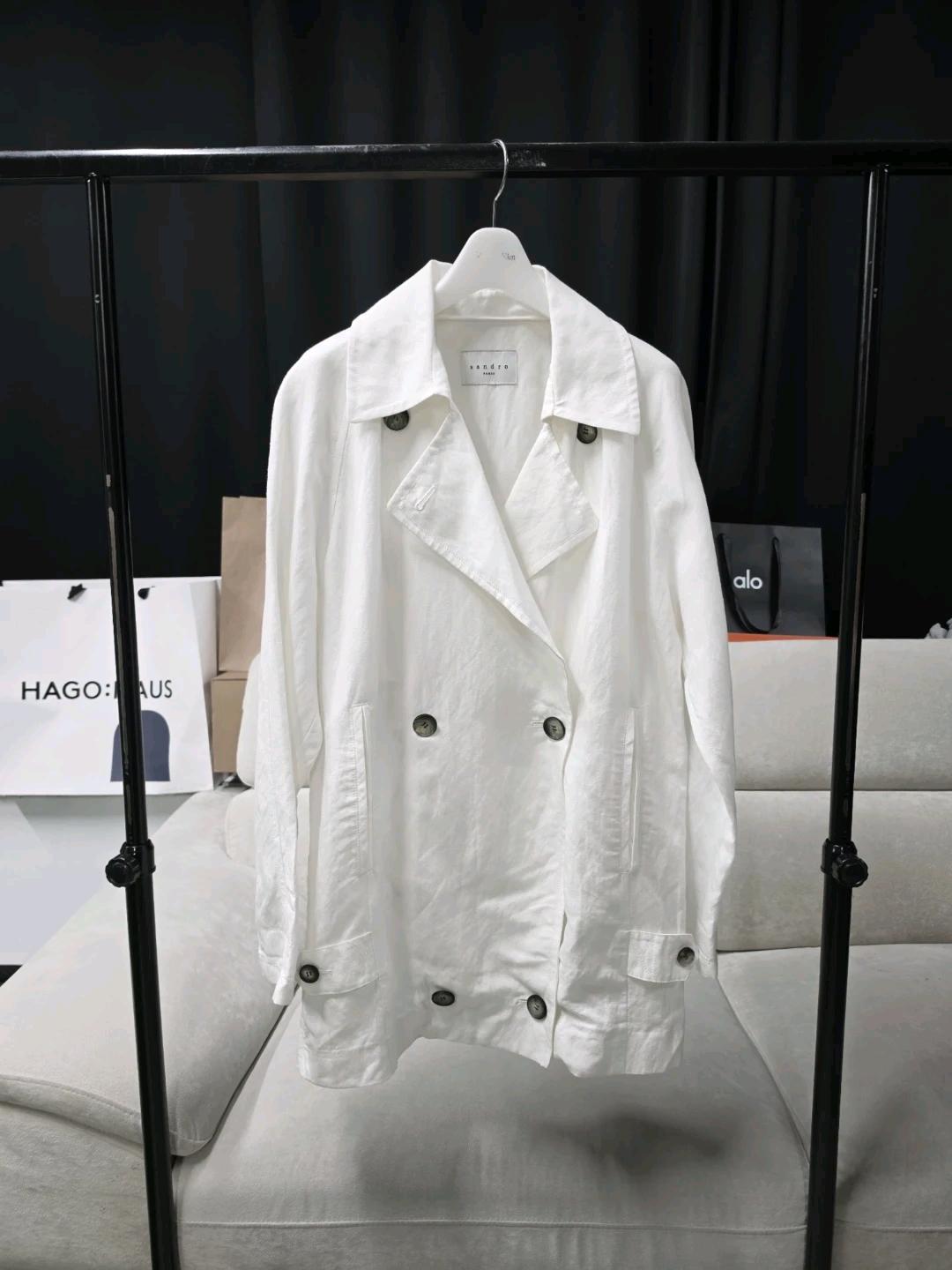여성 산드로 린넨 자켓 화이트 2