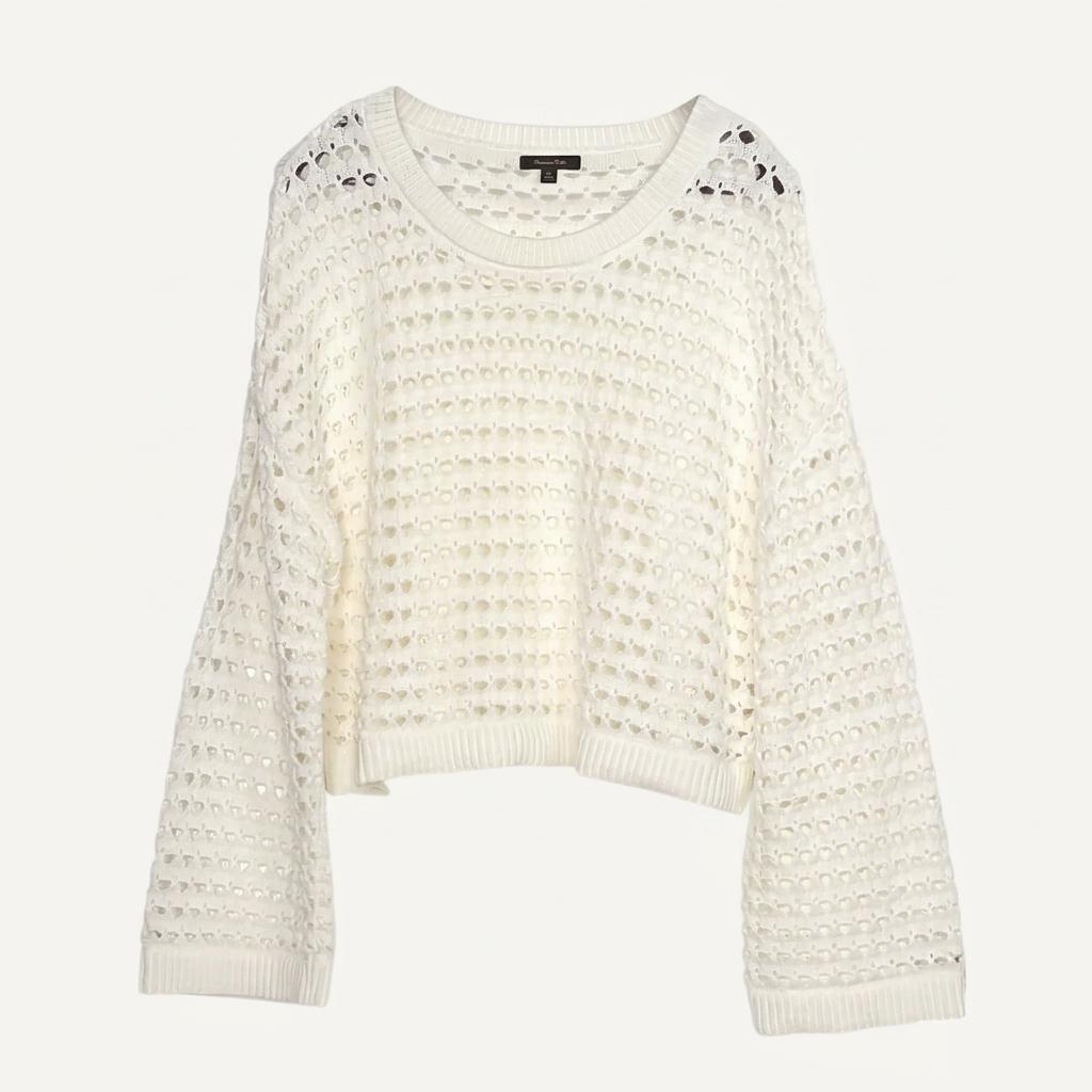 마시모두띠 Massimo Dutti 아이보리 펀칭 니트 S [A609] 1