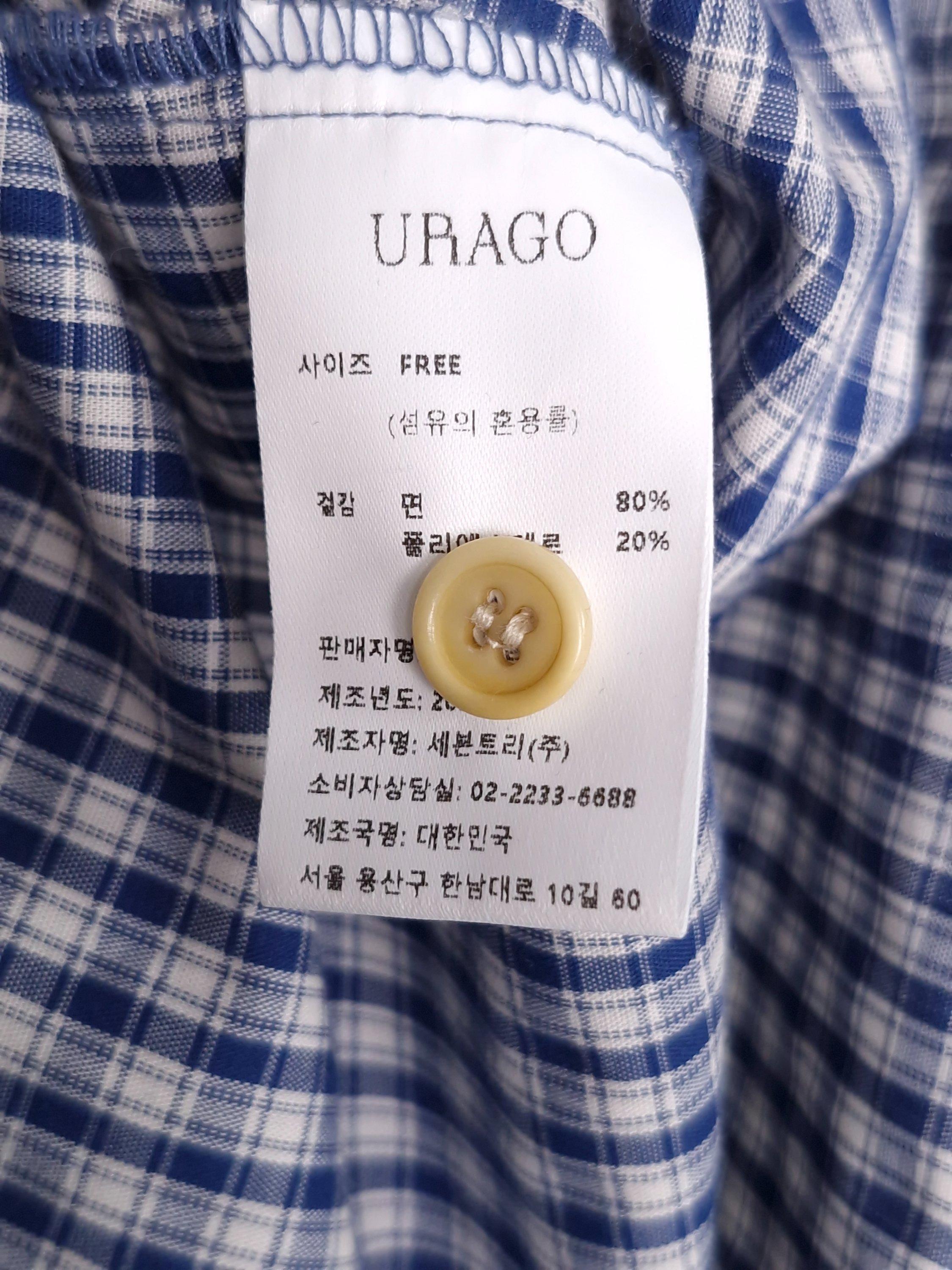 유라고 URAGO 블루 체크 셔츠 Free [A617] 4