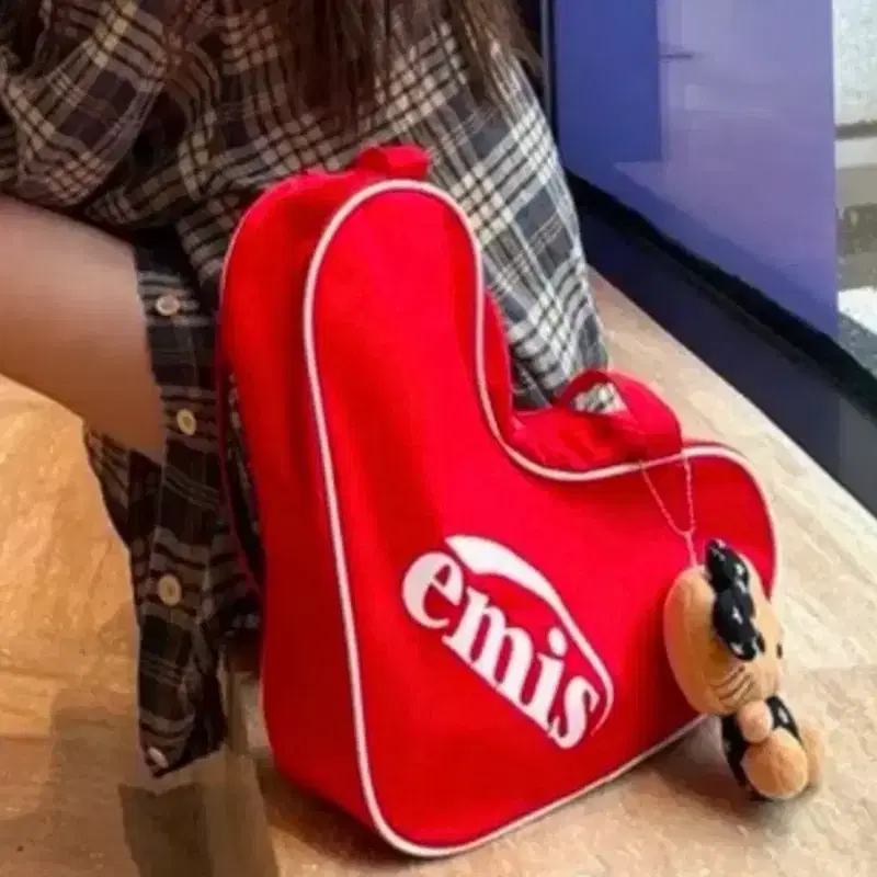 Emis 하트 숄더백 레드 3